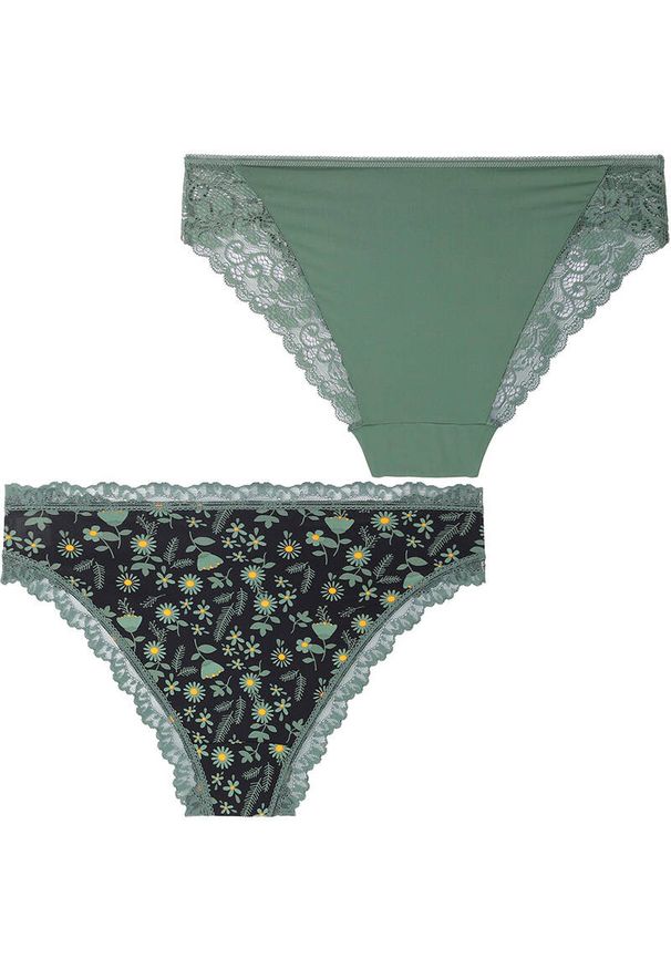 Zielone Figi Damskie Moraj W Ozdobnym pudełku. Kolor: zielony. Materiał: materiał, tkanina, koronka. Wzór: aplikacja