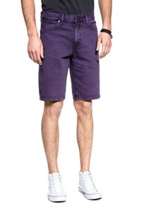 Wrangler - SPODENKI MĘSKIE WRANGLER DENIM SHORT PURPLE POP W14CRJ202 112126625. Materiał: denim. Wzór: jednolity #4