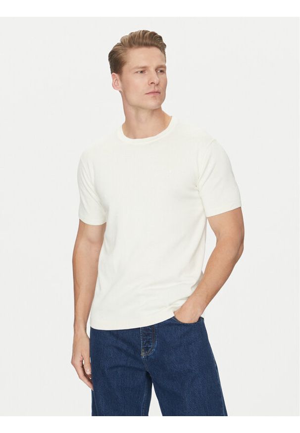 Calvin Klein T-Shirt K10K114485 Écru Regular Fit. Kolor: kremowy. Materiał: bawełna