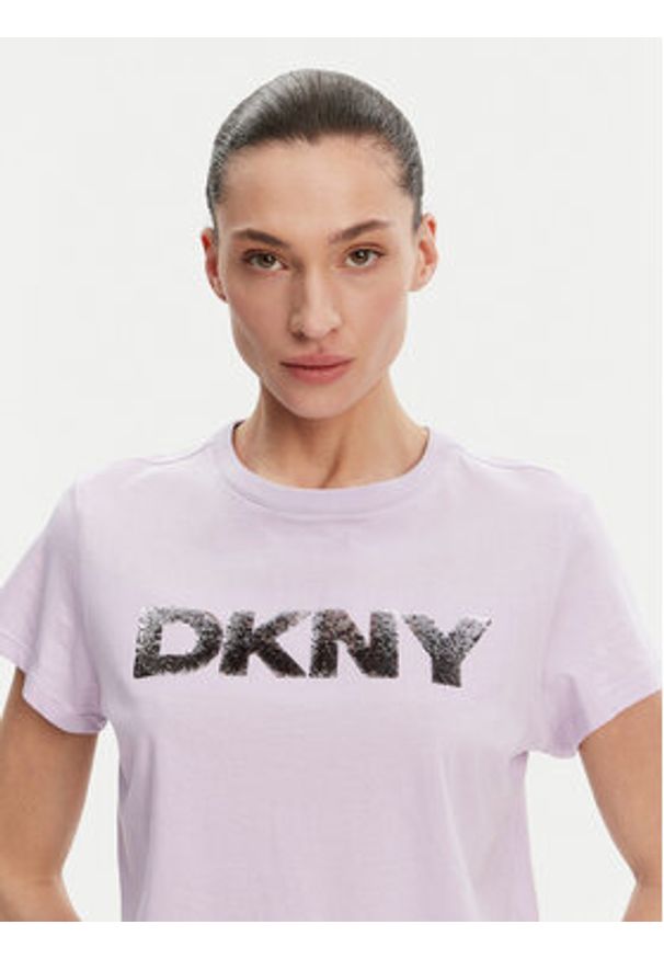 DKNY T-Shirt DP4T1035 Fioletowy Regular Fit. Kolor: fioletowy. Materiał: bawełna