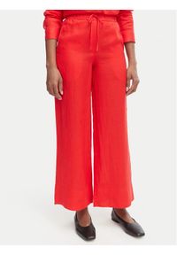 TOMMY HILFIGER - Tommy Hilfiger Spodnie materiałowe WW0WW48970 Czerwony Wide Leg. Kolor: czerwony. Materiał: len #1