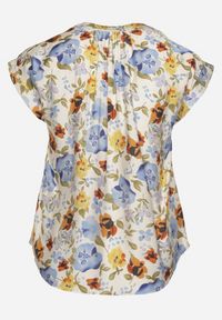 Born2be - Niebieska Bluzka w Kwiaty z Dekoltem V z Wiskozą Odalisa. Okazja: na co dzień. Kolekcja: plus size. Kolor: niebieski. Materiał: wiskoza. Wzór: kwiaty. Sezon: lato, wiosna. Styl: elegancki, casual #7