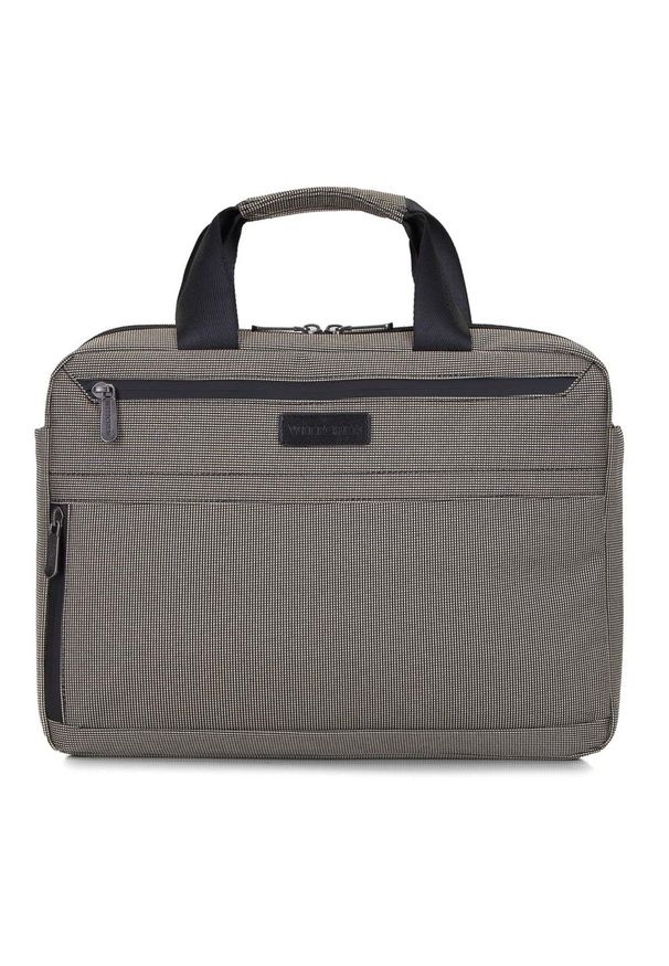 Wittchen - Męska torba na laptopa 13” z boczną kieszenią mała beżowo-czarna. Kolor: czarny, beżowy, wielokolorowy. Materiał: poliester. Styl: casual, biznesowy