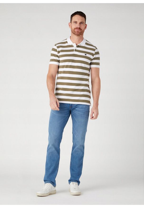 Wrangler - WRANGLER STRIPE SHIRT MĘSKA KOSZULKA POLO KOŁNIERZYK Olive W7CDMH989 112329247. Typ kołnierza: polo