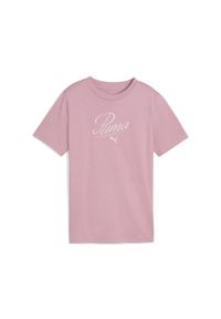 Puma - Młodzieżowa koszulka Essentials Script PUMA Poised Pink. Kolor: różowy. Wzór: haft. Sport: joga i pilates
