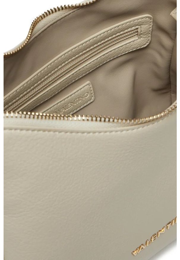 Valentino by Mario Valentino - VALENTINO Beżowa damska torebka Kalimba Hobo Bag z saszetką. Kolor: beżowy. Wzór: paski. Materiał: skórzane. Styl: elegancki