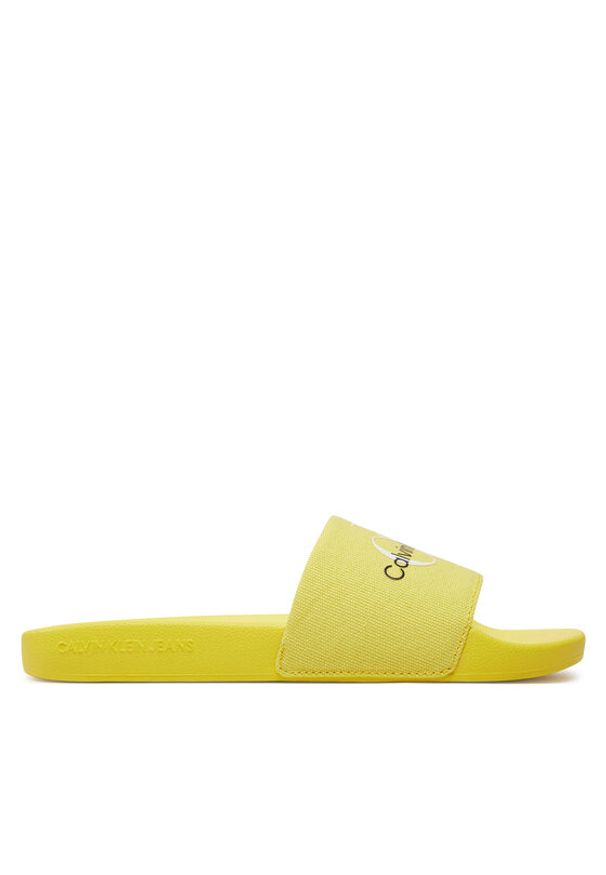 Calvin Klein Jeans Klapki Slide Monogram Co YW0YW00103 Żółty. Kolor: żółty