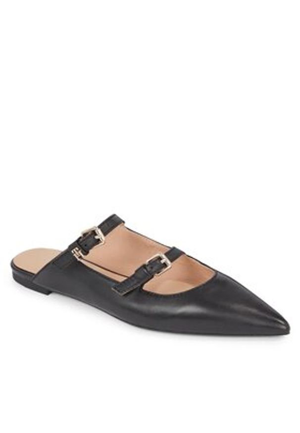 TOMMY HILFIGER - Tommy Hilfiger Klapki Th Pointy Leather Mule FW0FW07722 Czarny. Kolor: czarny. Materiał: skóra