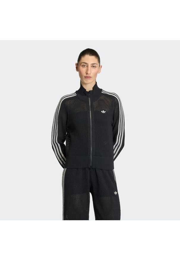 Adidas - adidas Kardigan KC6497 Czarny Regular Fit. Kolor: czarny. Materiał: syntetyk