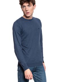 Wrangler - WRANGLER CREWNECK MĘSKI SWETER KLASYCZNY KNIT NAVY W8A02P114. Styl: klasyczny