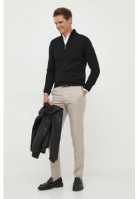 Calvin Klein sweter wełniany męski kolor czarny lekki z golferm. Typ kołnierza: golf. Kolor: czarny. Materiał: wełna. Długość rękawa: długi rękaw. Długość: krótkie #3