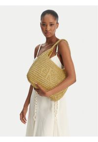Calvin Klein Torebka Bold Ck Raffia Lg Shoulder Bag LV04F3448G Beżowy. Kolor: beżowy #1