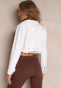Renee - Biała Bawełniana Kurtka Jeansowa Cropped z Wystrzępioną Krawędzią Lovel. Kolor: biały. Materiał: jeans, bawełna #5