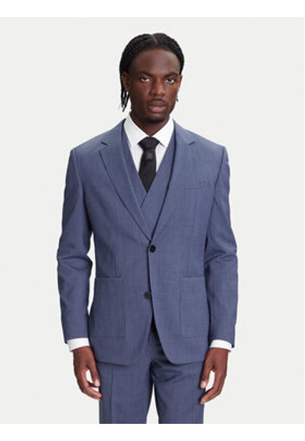 HUGO BOSS Garnitur Henry-Getlin253V1X 50544664 Niebieski Regular Fit. Kolor: niebieski. Materiał: syntetyk, wełna