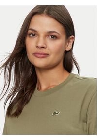 Lacoste T-Shirt TF7215 Khaki Loose Fit. Kolor: brązowy. Materiał: bawełna