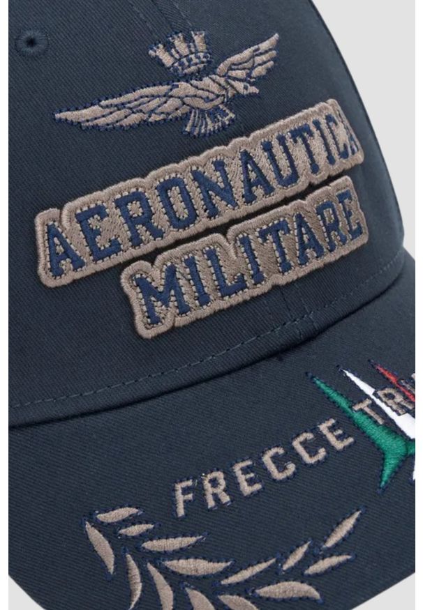 Aeronautica Militare - AERONAUTICA MILITARE Granatowa męska czapka z daszkiem. Kolor: niebieski. Materiał: materiał. Wzór: haft. Styl: sportowy, klasyczny, casual
