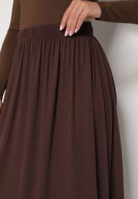 Born2be - Brązowa Bawełniana Spódnica o Rozkloszowanym Kroju Tusnara. Kolor: brązowy. Materiał: bawełna #6