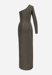 Born2be - Złota Metaliczna Sukienka Maxi o Asymetrycznym Fasonie z Kopertowym Dekoltem Ozelbia. Kolor: złoty. Materiał: materiał. Długość rękawa: długi rękaw. Typ sukienki: asymetryczne, kopertowe. Długość: maxi #3