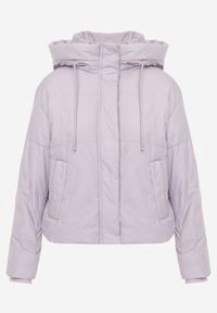 Renee - Jasnofioletowa Kurtka z Szerokim Pikowaniem i Nieodpinanym Kapturem Ninilira. Okazja: na spacer. Kolor: fioletowy. Materiał: jeans #2