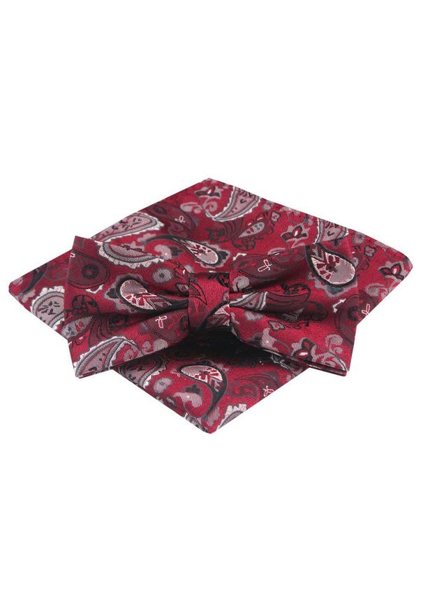 Mucha Męska z Poszetką - Alties - Czerwona, Wzór Paisley. Kolor: czerwony. Wzór: paisley. Styl: sportowy, elegancki