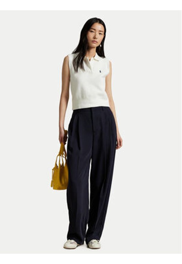 Polo Ralph Lauren Sweter 211970666001 Biały Regular Fit. Typ kołnierza: polo. Kolor: biały. Materiał: bawełna