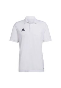 Koszulka polo do piłki nożnej męska Adidas Entrada 22 Polo z krótkim rękawem. Typ kołnierza: polo. Kolor: biały. Długość rękawa: krótki rękaw. Długość: krótkie