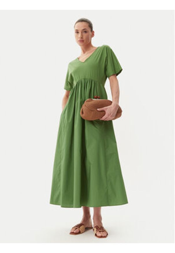Weekend Max Mara Sukienka codzienna Brozno 2515621082 Zielony Relaxed Fit. Okazja: na co dzień. Kolor: zielony. Materiał: bawełna. Typ sukienki: proste. Styl: casual