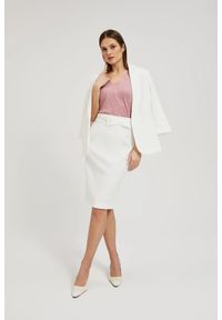 MOODO - Ołówkowa spódnica z szerokim paskiem biała. Kolor: biały