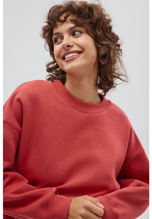 Marsala - Bluza damska typu oversize w kolorze CRANBERRY - PINEY-UNI. Materiał: bawełna, dresówka, poliester, dzianina