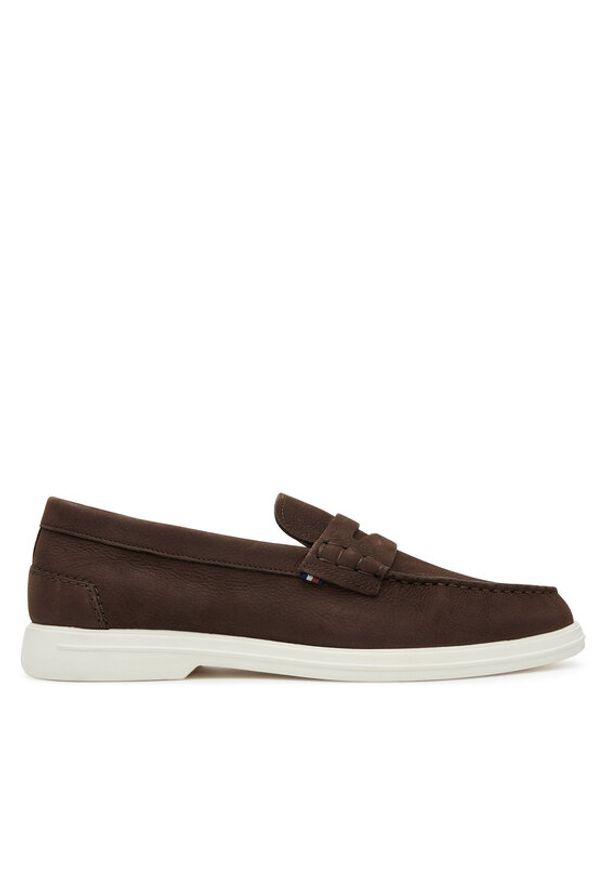 TOMMY HILFIGER - Tommy Hilfiger Mokasyny Nubuck P Loafer FM0FM05350 Brązowy. Kolor: brązowy. Materiał: nubuk, skóra