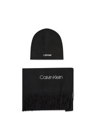 Calvin Klein Zestaw Szalik i Czapka Basic Wool Beanie+Scarf K50K507552 Czarny. Kolor: czarny. Materiał: materiał #1