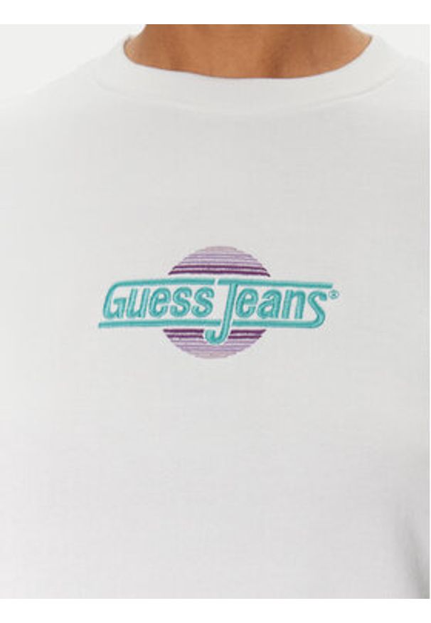 Guess Jeans Bluza W5GQ20 K68I4 Biały Regular Fit. Kolor: biały. Materiał: bawełna