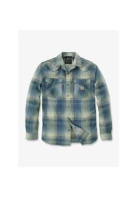 Koszula męska Carhartt Snap-Front Plaid Shirt. Okazja: na co dzień. Kolor: niebieski. Styl: casual