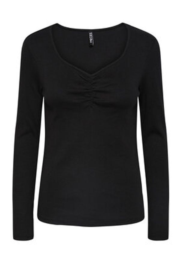Pieces Bluzka 17135564 Czarny Slim Fit. Kolor: czarny. Materiał: bawełna