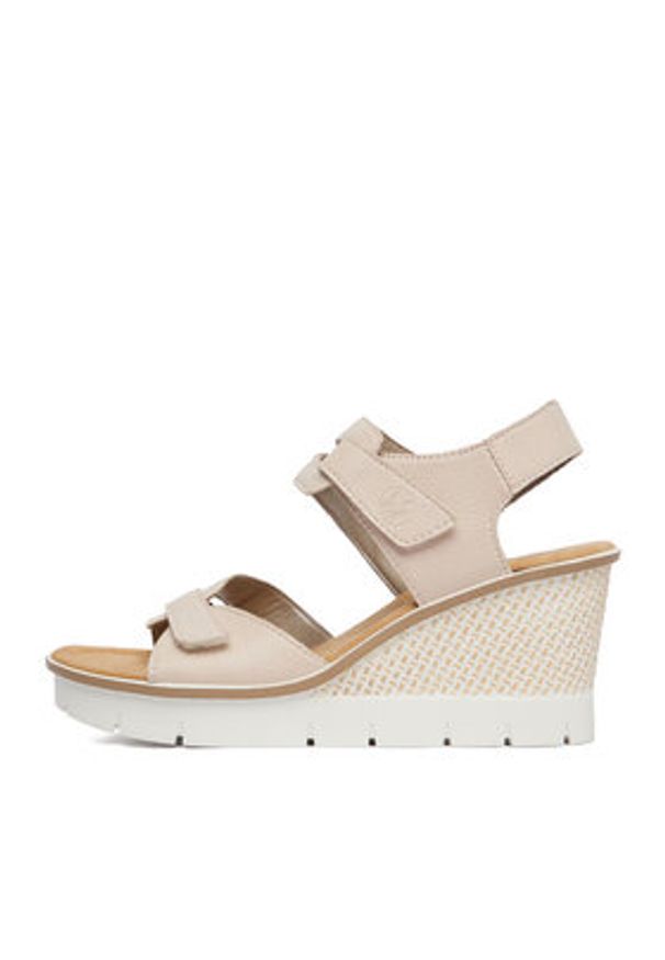 Rieker Sandały 68556-31 Beżowy. Kolor: beżowy. Materiał: syntetyk, skóra