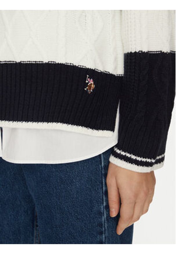 U.S. Polo Assn. Sweter WUP1175 Granatowy Relaxed Fit. Typ kołnierza: polo. Kolor: niebieski. Materiał: syntetyk