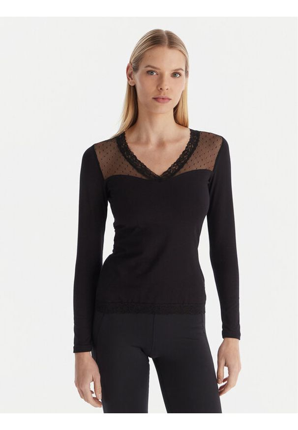 YSABEL MORA - Ysabel Mora Koszulka piżamowa 19479 Czarny Slim Fit. Kolor: czarny. Materiał: bawełna