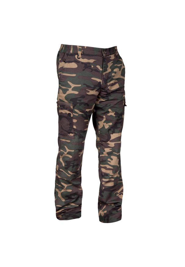 SOLOGNAC - Spodnie Solognac Steppe 300 camo. Kolor: brązowy. Materiał: poliester, bawełna, materiał