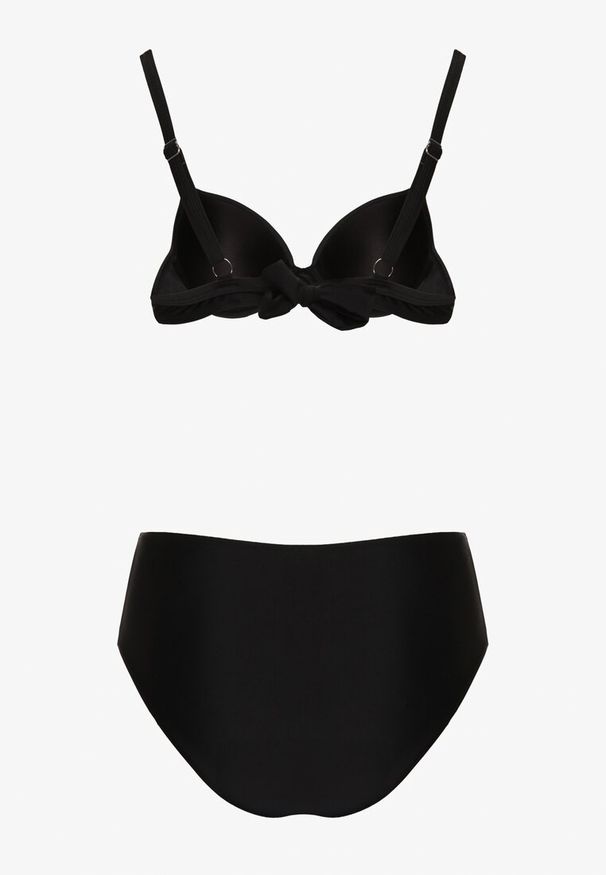 Born2be - Czarne Bikini Biustonosz z Cyrkoniami i Majtki Typu Figi Tesenna. Kolor: czarny. Wzór: aplikacja