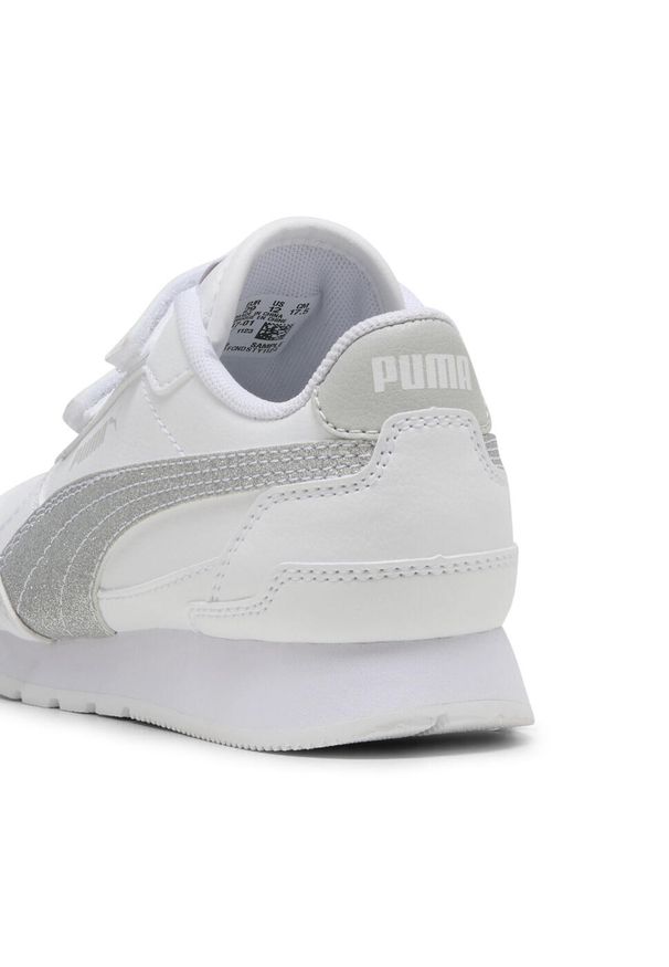 Puma - Dziecięce sneakersy ST Runner v4 Glitter PUMA. Kolor: szary, biały, wielokolorowy. Sport: turystyka piesza