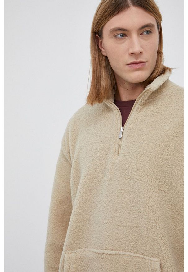 Only & Sons Bluza męska kolor beżowy gładka. Kolor: beżowy. Długość: krótkie. Wzór: gładki