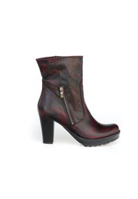 Zapato - ocieplane botki z suwakiem - skóra naturalna - model 495 - kolor czarno-czerwony. Kolor: czarny, czerwony, wielokolorowy. Materiał: skóra #1