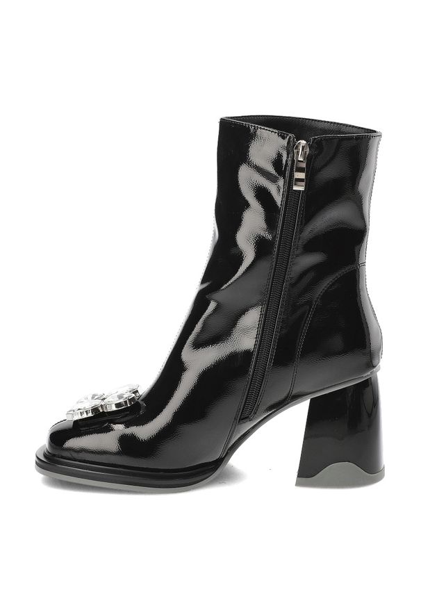 Czarne Botki S.Barski Eleganckie Obuwie Damskie Z Broszką. Kolor: czarny. Materiał: materiał. Sezon: lato. Obcas: na obcasie. Styl: elegancki. Wysokość obcasa: średni