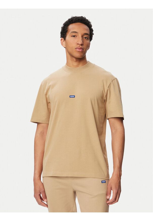 Hugo T-Shirt Nieros 50509991 Beżowy Regular Fit. Kolor: beżowy. Materiał: bawełna