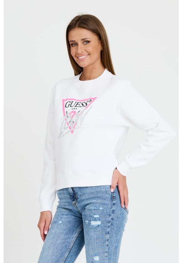 Guess - GUESS Biała damska bluza Cn Icon, Rozmiar XL. Kolor: biały