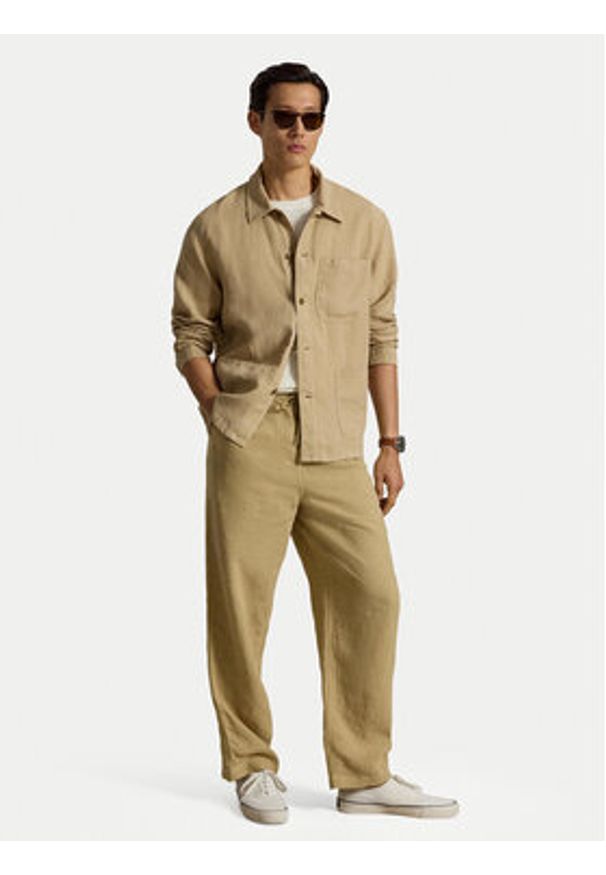 Polo Ralph Lauren Koszula 710971946501 Beżowy Regular Fit. Typ kołnierza: polo. Kolor: beżowy. Materiał: len