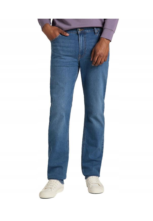 Lee - LEE WEST MĘSKIE SPODNIE JEANSOWE JEANSY MID WASH L70WSQYB 112319711