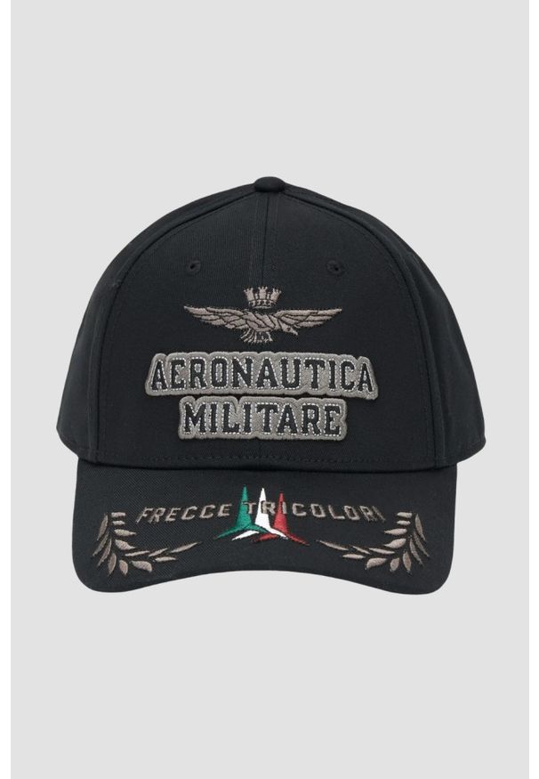 Aeronautica Militare - AERONAUTICA MILITARE Czarna męska czapka z daszkiem. Kolor: czarny. Styl: sportowy, casual, elegancki