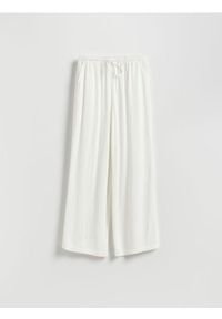 Reserved - Luźne spodnie z domieszką lnu - złamana biel. Materiał: len