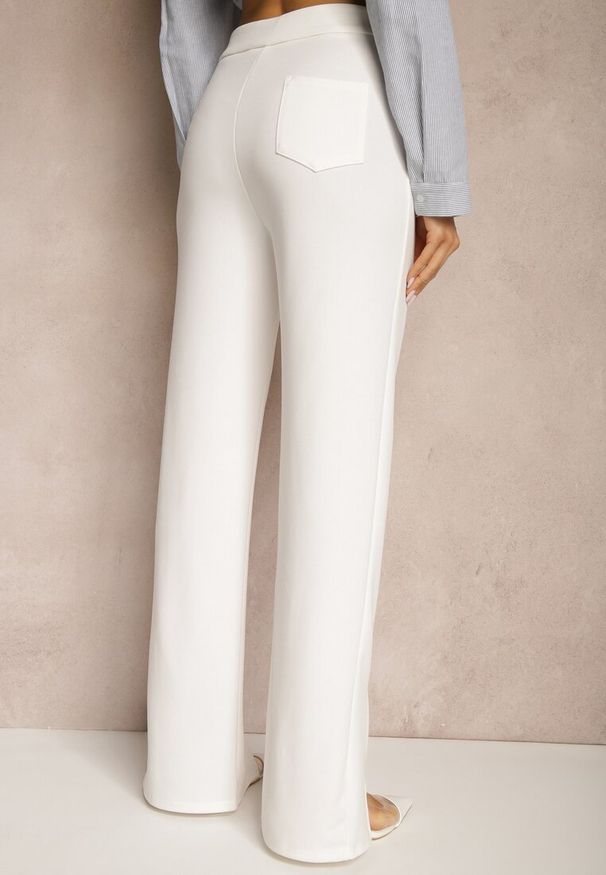Renee - Białe Spodnie z Wiskozą High Waist w Eleganckim Stylu Tatariela. Okazja: na co dzień, na spotkanie biznesowe. Stan: podwyższony. Kolor: biały. Materiał: wiskoza. Styl: elegancki